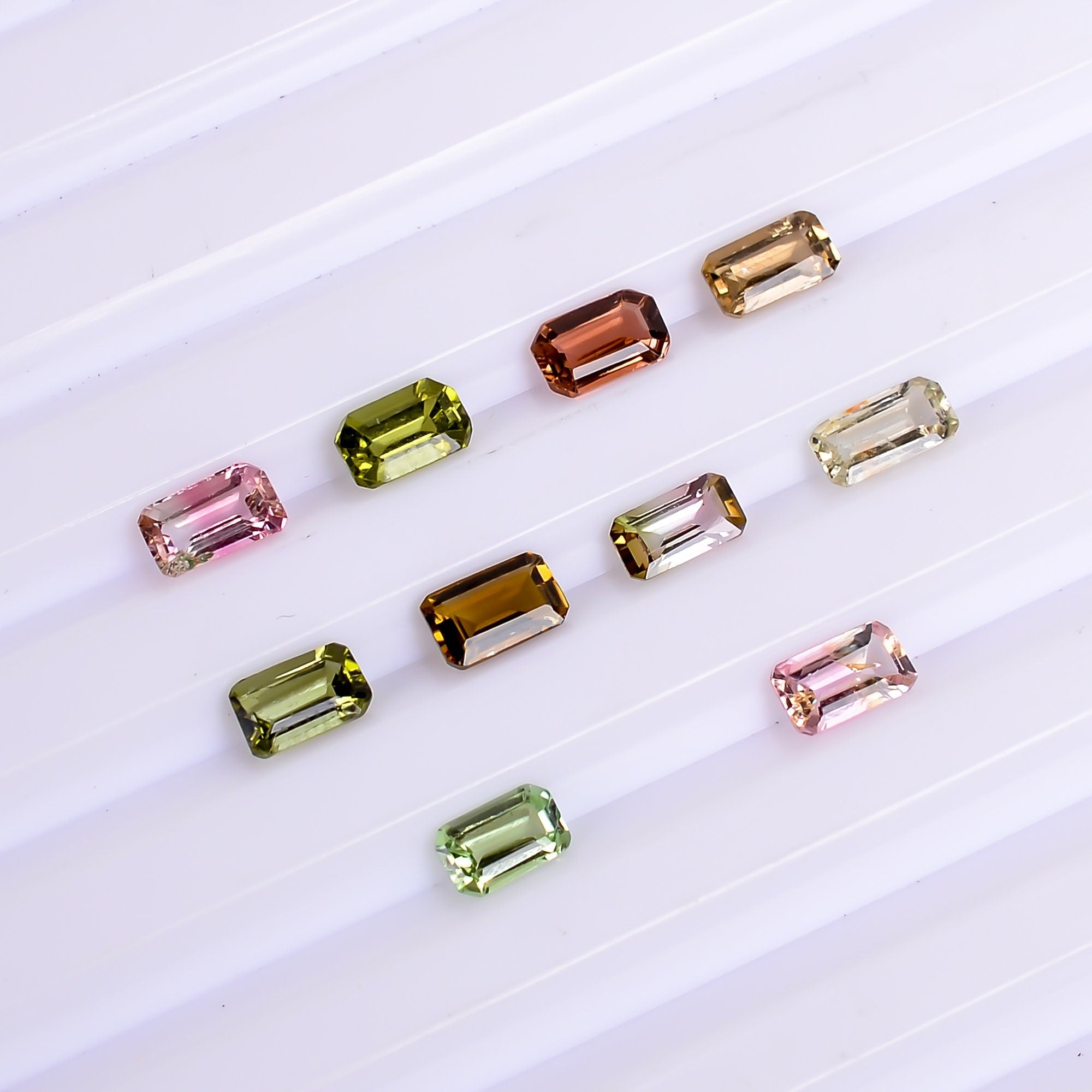 multi tourmaline radiant shape cut stone natural loose gemstone 10 pcs